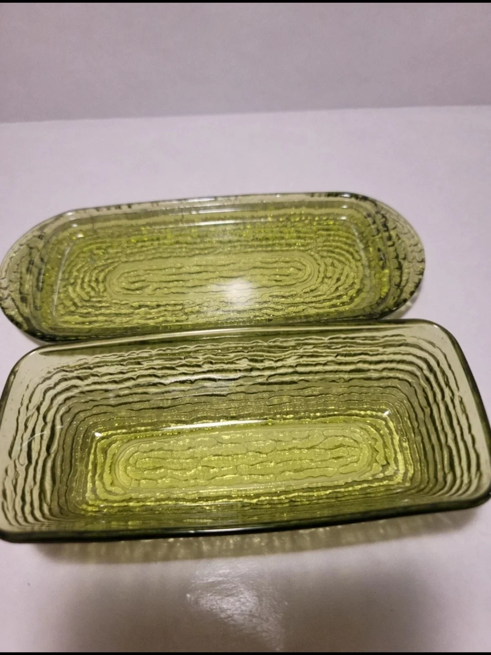 Vintage Anchor Hocking Soreno butter dish Avocado green